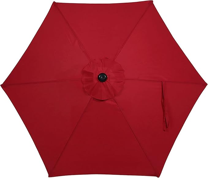 Sunnydaze Outdoor Patio Umbrella - Polyester Table Market Umbrella with Push-Button Tilt and Crank - 6 Sturdy Ribs - Red - 7.5ft