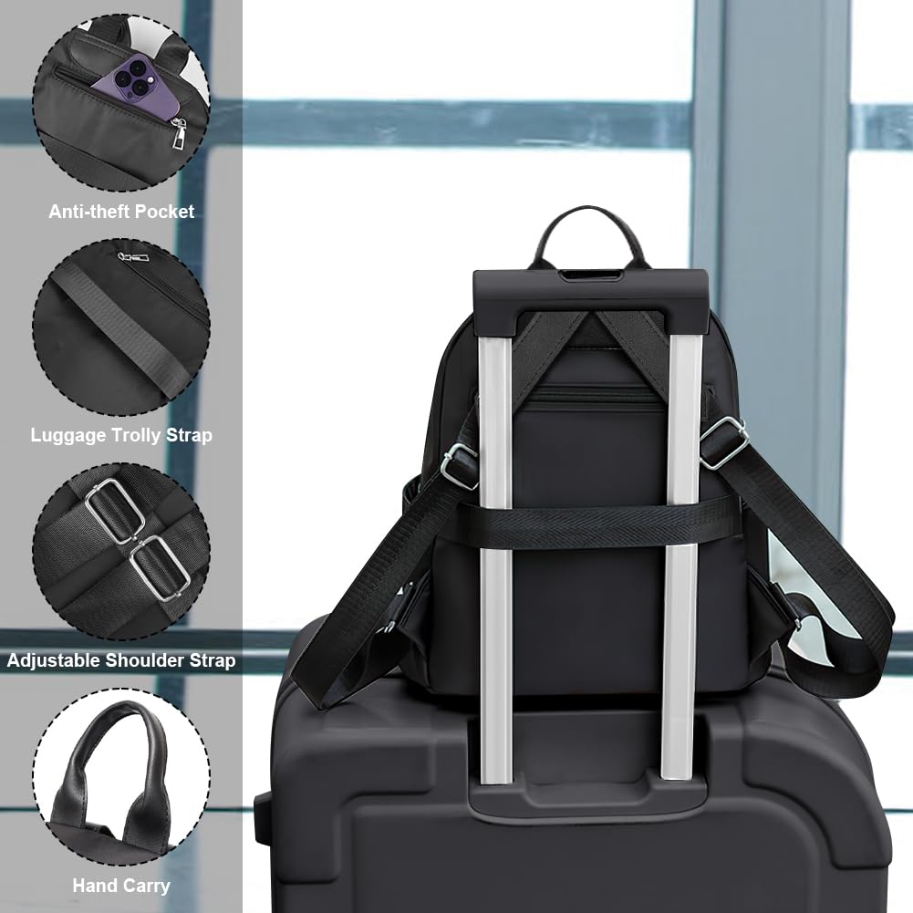 Aucuu Backpack Womens, Fashion Ladies Backpack, Lightweight Nylon Casual Rucksack, Small Daypack School Bag, Anti-Theft Travel Backpack for Women & Girls