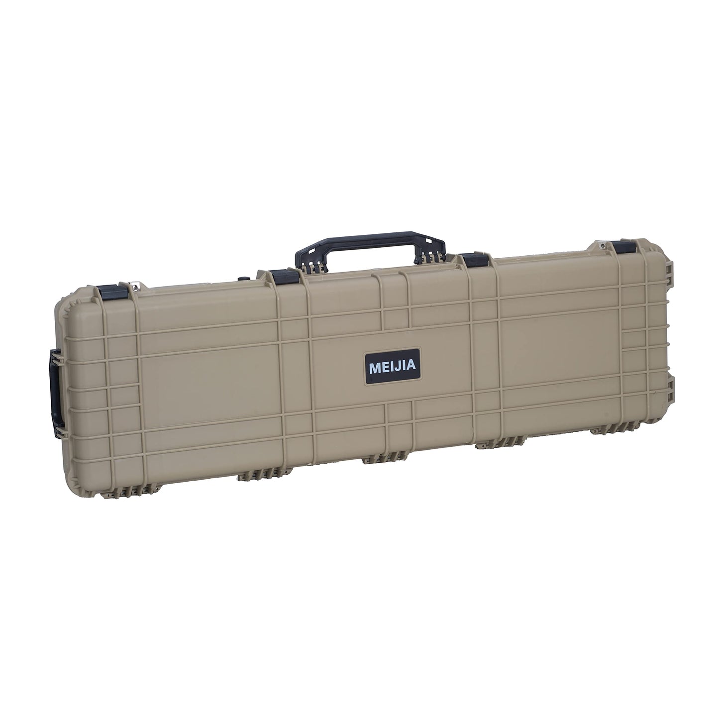 MEIJIA Portable IP67 Waterproof All Weather Hard Rifle Case with Rolling Wheels,Customizable Fit Foam Inserted,Soft Grip Handle,53x16.14x6.1inches (Desert Tan)