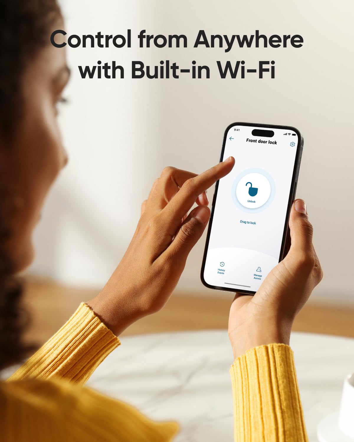 eufy Security Smart Lock C220 with Door Lever, Fingerprint Keyless Entry Door Lock, Built-in Wi-Fi, App Remote Control, Front Door Deadbolt, 8 Months Battery, Reliable Power, IP53 Waterproof