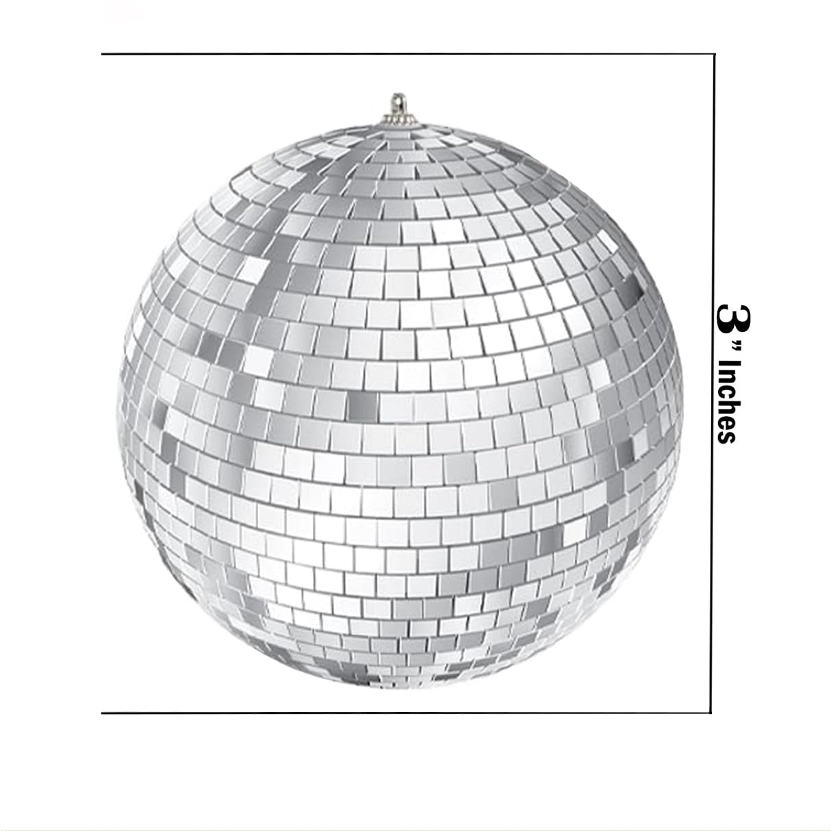 The Dreidel Company 4-Pack Mirror Disco Ball 3" Inch Silver Hanging Ball with Attached String for Hanging, Reflects Light, Party Favor (Pack of 4)