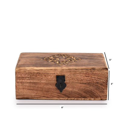 NIRMAN Handmade Wooden Jewellery Trinket Box Keepsake Storage Organizer with Hand Carved Celtic Design
