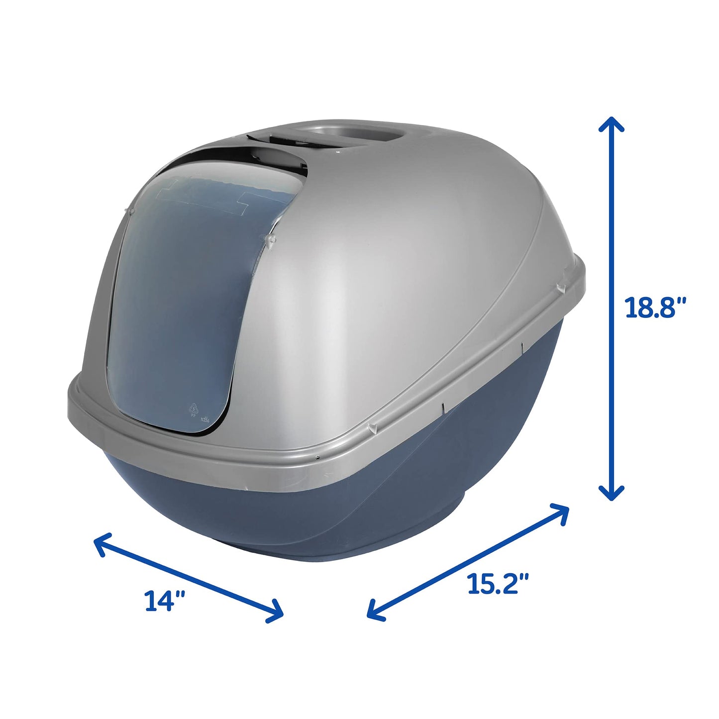 Petmate Basic Hooded Cat Litter Pan, Made in USA, 18.8"L x 15.2"W x 14"H