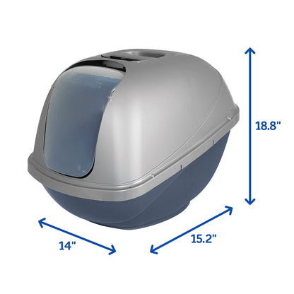 Petmate Basic Hooded Cat Litter Pan, Made in USA, 18.8"L x 15.2"W x 14"H