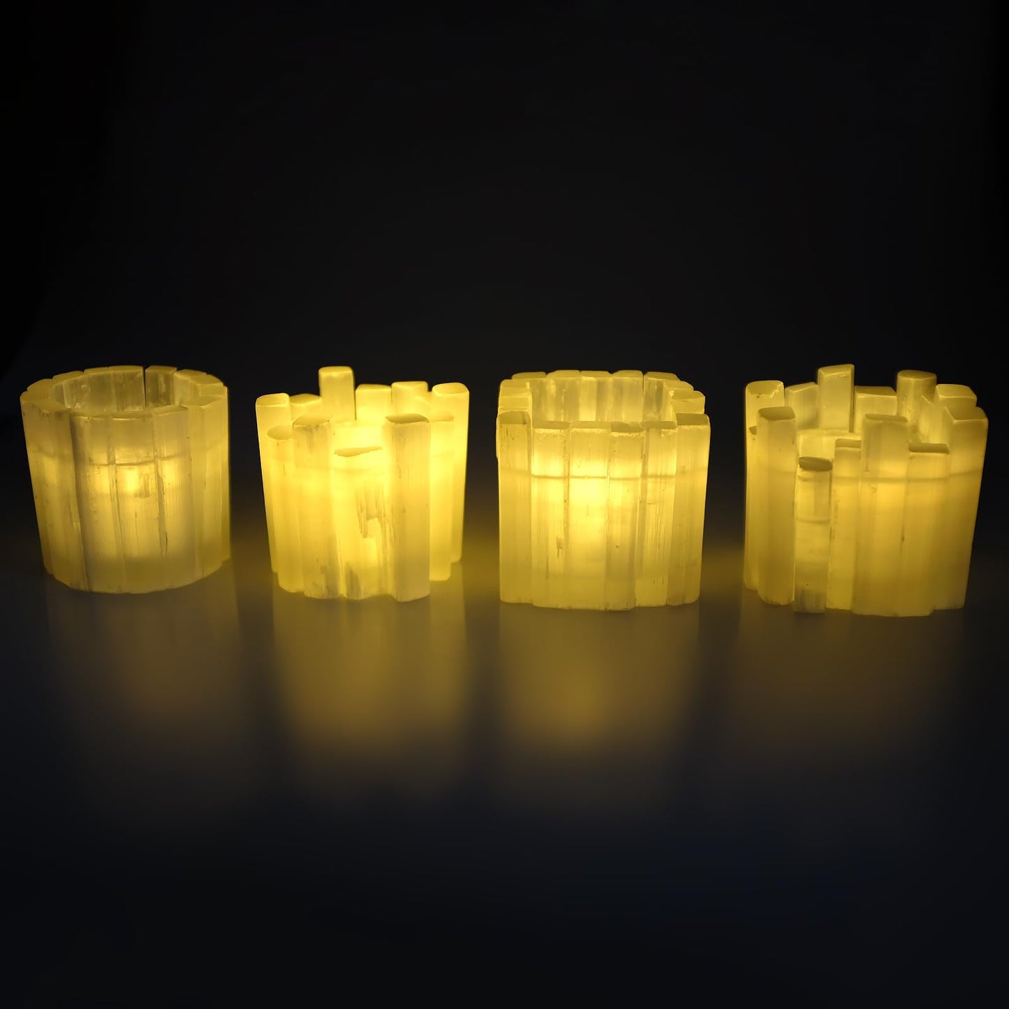 Selenite Candle Holder Natural Cylindrical Tealight Holder