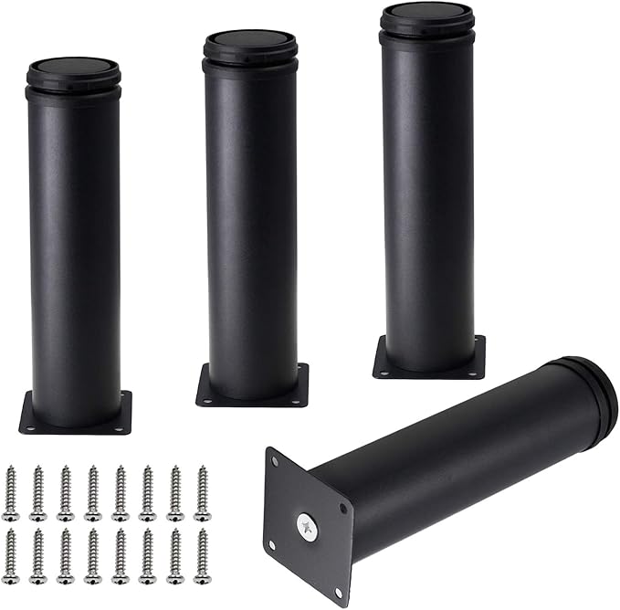 Set of 4 Stainless Steel Furniture Legs 8 Inch, Adjustable Round Cabinet Legs