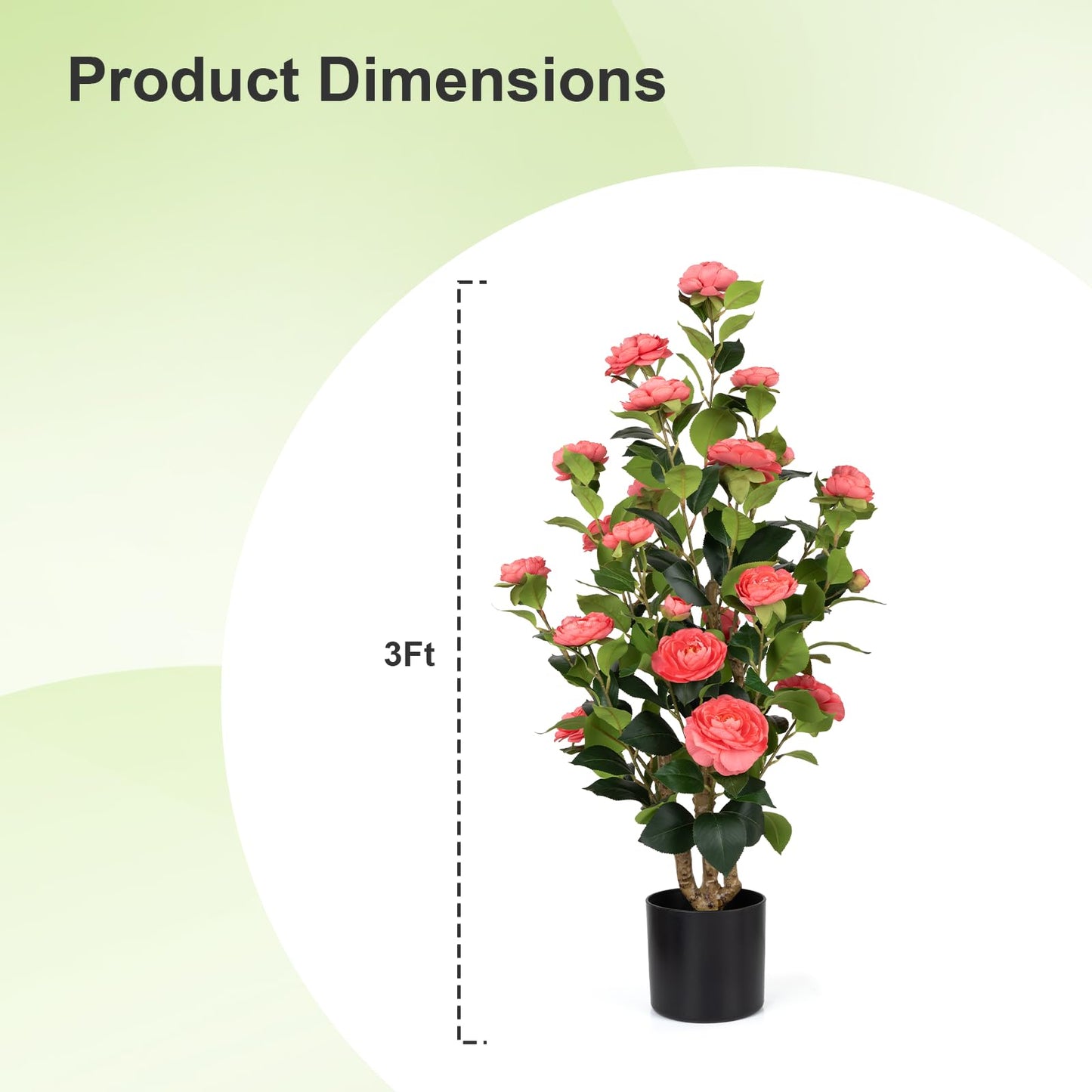 Romantic Season 2Pack Artificial Camellia Tree 3FT, Pink Faux Camellia Plant Fake Potted Camellia Flower Tree Plastic Camellia Tree for Modern Home Office Living Room Floor Décor Indoor