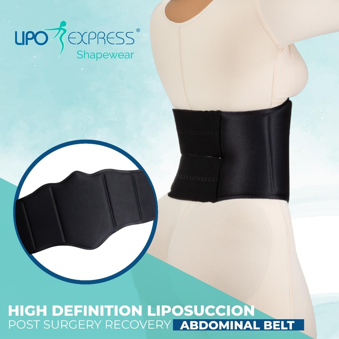 Lipo Express 360 Bbl Lipo Foam Ab Board Post Surgery Abdominal Compression Board Belly Lipo Wrap Recovery Waist Cincher Black