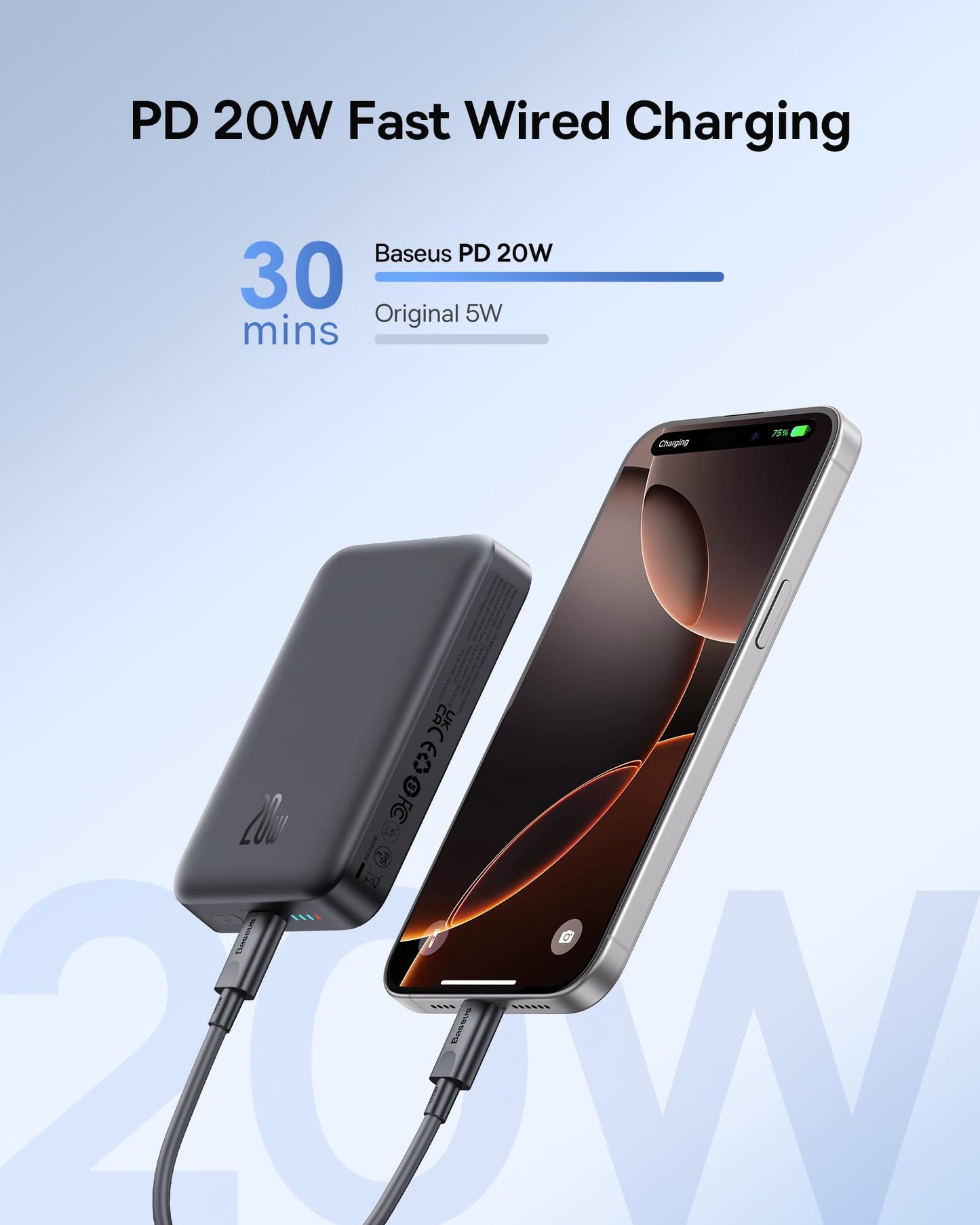 Baseus Magsafe Portable Charger for iPhone, 10,000mAh 15W Magnetic Power Bank, Qi2 Certified Fast Charging Wireless Battery Pack, 22.5W USB-A & 20W USB-C for iPhone 17/16/15/14/13/12, 2025 Version