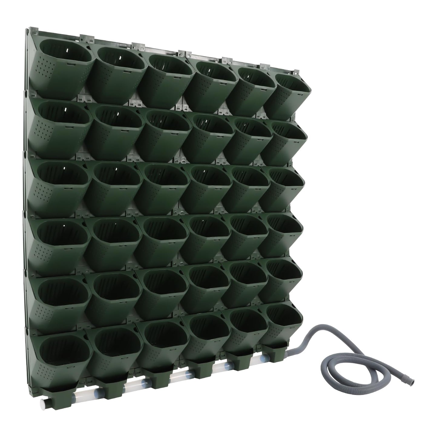 CAIHAOA 36 Pots Self Watering Wall Mounted Vertical Planter, Wall Planter Living Green Plant Wall with Automatic Irrigation & Timing System, Indoor/Outdoor Stackable Plant Pots for Herbs Flowers