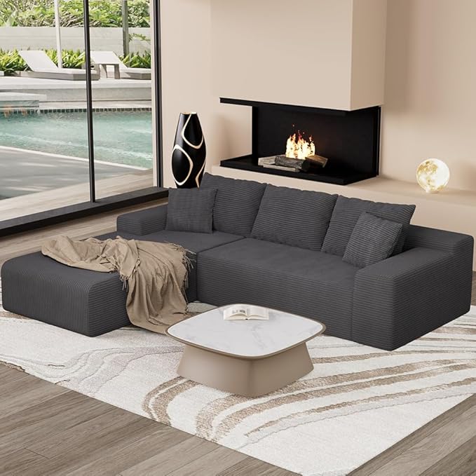 96" L Shaped Modular Sectional Sofa, Boneless Cloud Couch
