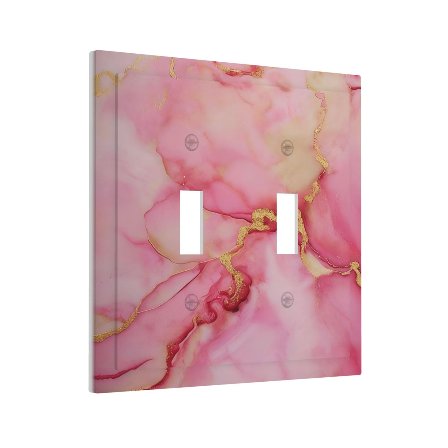 Decorative Art Light Switch Covers Pink & Gold Flow 2 Gang Double Toggle Wall Plate Decorative Switchcover Electrical Switchplate for Home Decor