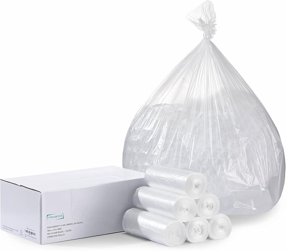TYPLASTICS 20-30 Gallon Clear Trash Can Liners