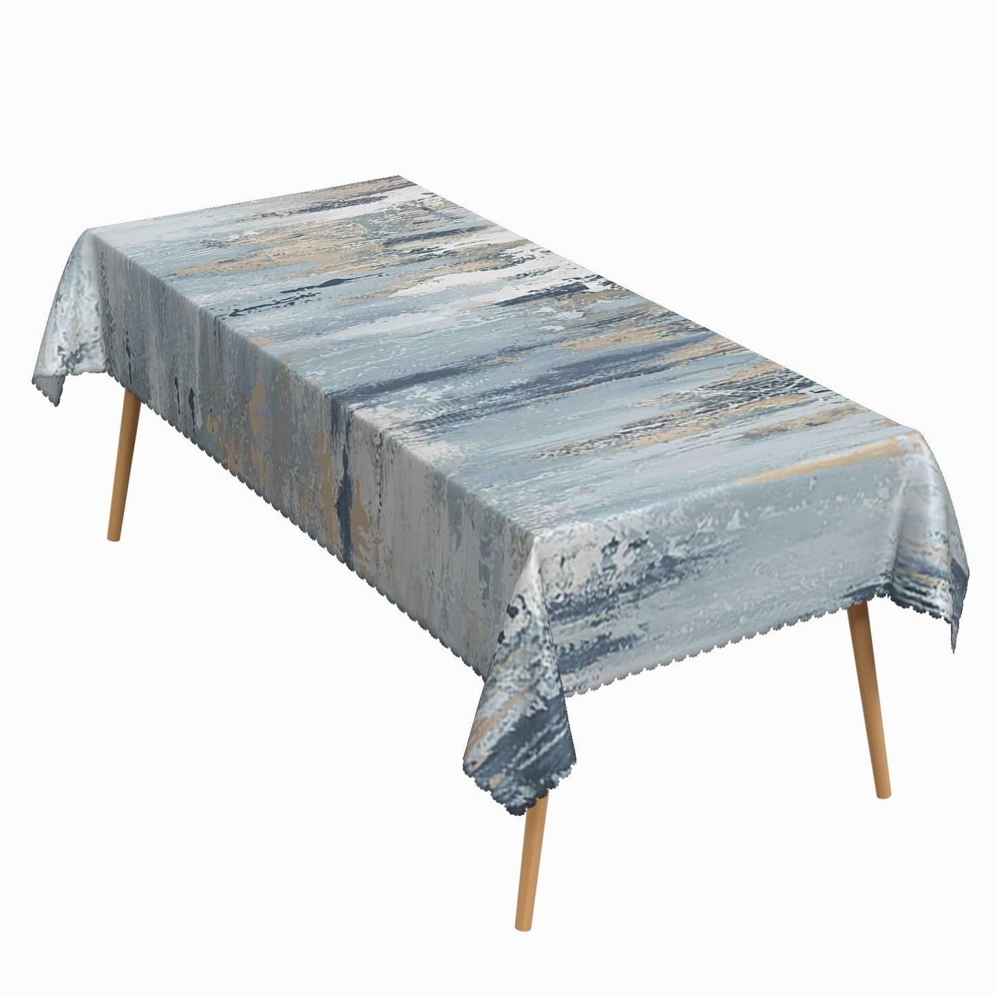 ggaimwf 52x70 Inch Modern Abstract Art Rectangular Tablecloth Blue Gray Textured Brushstroke Grunge Table Cloth Waterproof Durable Table Cover for Kitchen Dining Artistic Home Party Studio Decor