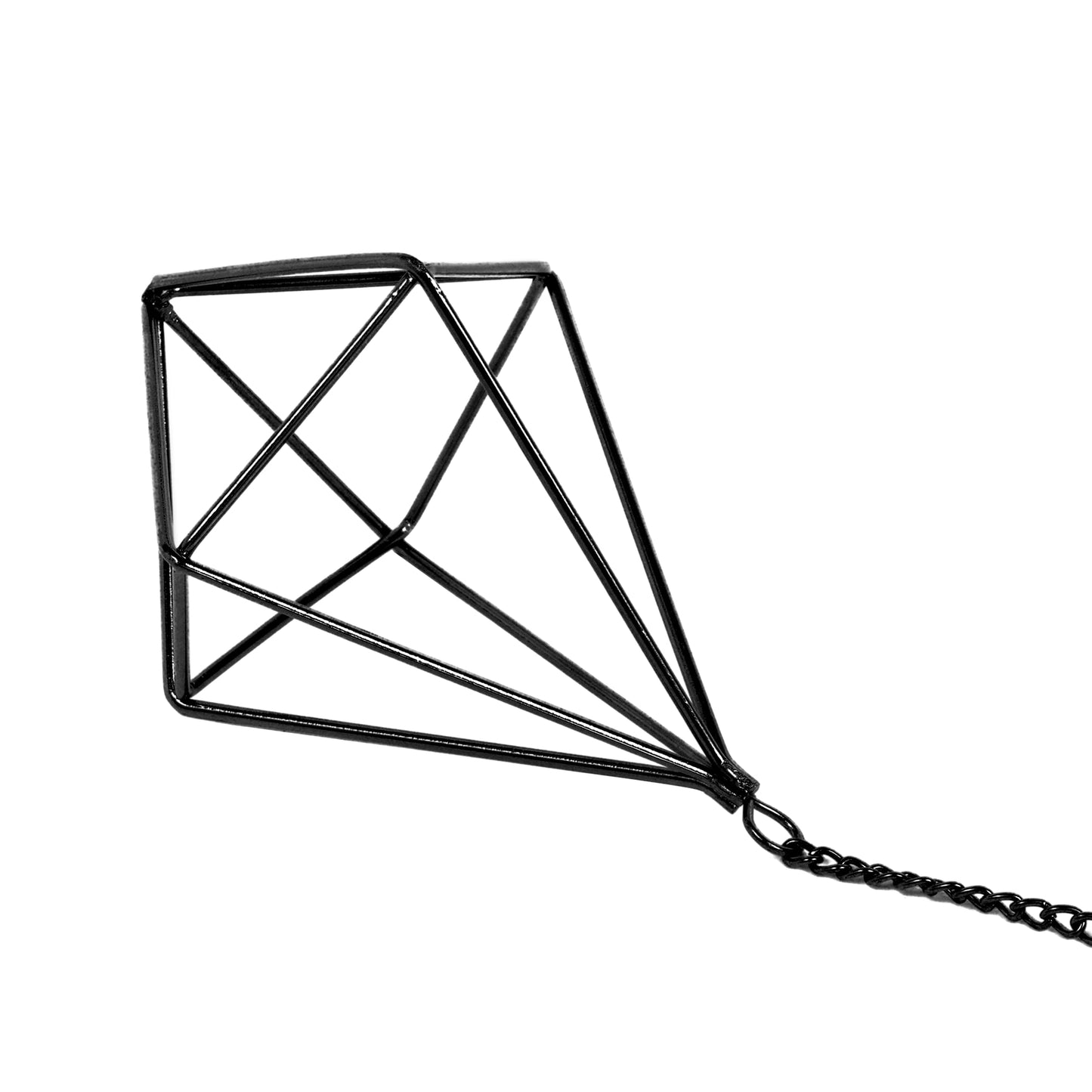 ZOOELAY Air Plants Hanging Holders Indoor Small Metal Airplants Rack Hanger Himmeli Geometric Planter Tillandsia Air Ferns Display with Chains 6 Pcs Black Diamond Shape …