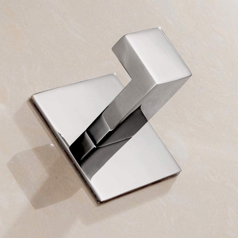 Celbon 2PC SUS304 Stainless Steel Bathroom Self Adhesive Towel Hook Hanger Chrome Finish Coat Hook Robe Hook Hanger Without Drilling Easy Installation … (Self Adhesive, 2PC)