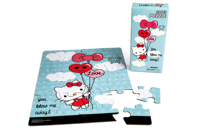 Hello Kitty Gift Set- Hello Kitty Lunch Tin Box, Water Bottle, Puzzle, Stickers, and Pencil Case.
