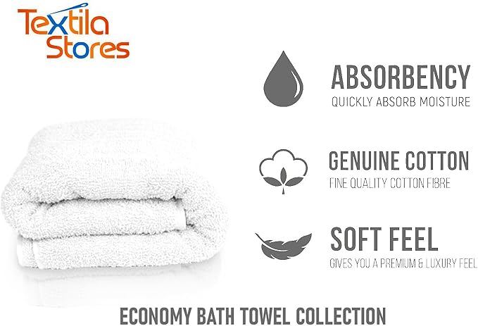 Basic Medium Bath Towels 24x48 Inches – Pack of 6 – White Color – Soft and