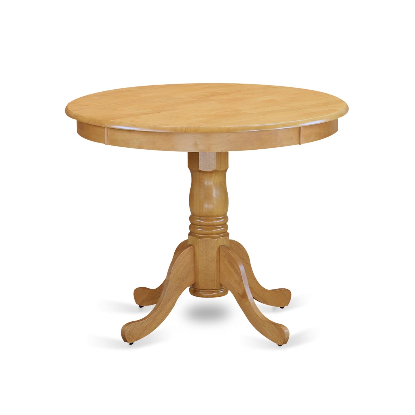 East West Furniture ANVA3-OAK-C 3 Piece Kitchen Table Set for Small Spaces Contains a Round Dining Room Table with Pedestal and 2 Linen Fabric Upholstered Chairs, 36x36 Inch, Oak