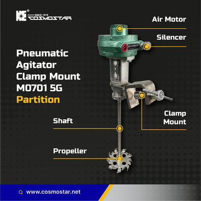 COSMOSTAR M0701 1/8HP 5 Gallon Pneumatic Agitator Clamp Mount Paint Mixer | Drum Mixer | Pneumatic Bracket Mixer, Paint Stirring Machine Bracket Air Agitator Mix Tool,Mixing Machine