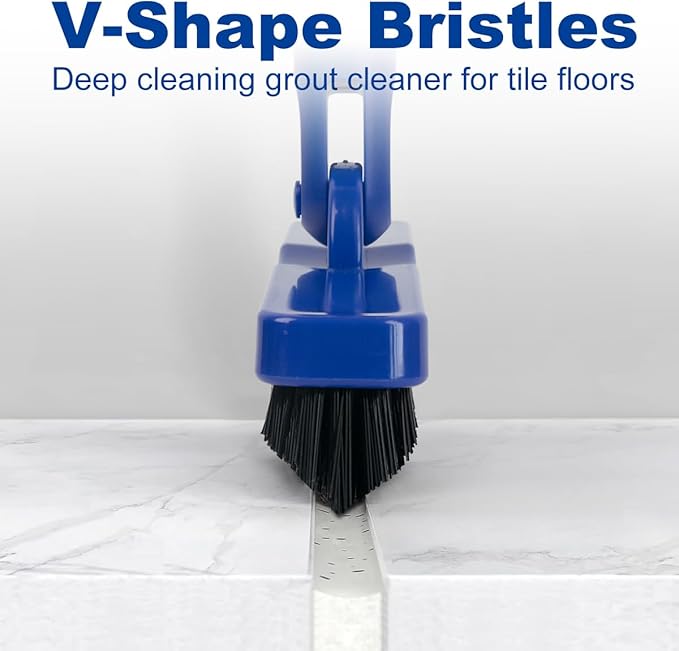 CELOX Grout Brush with Long Handle V-Shape Grout Line Scrubber with Stiff