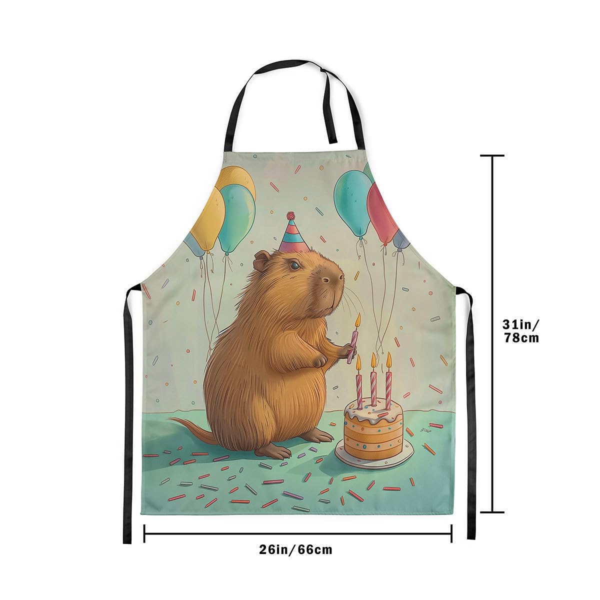 Erosebridal Cute Beaver Apron, Wild Animal Waterproof Apron For Cooking Kitchen Baking Gardening, Wildlife Kitchen Aprons, Happy Birthday Cake Candle Balloon Cooking Aprons