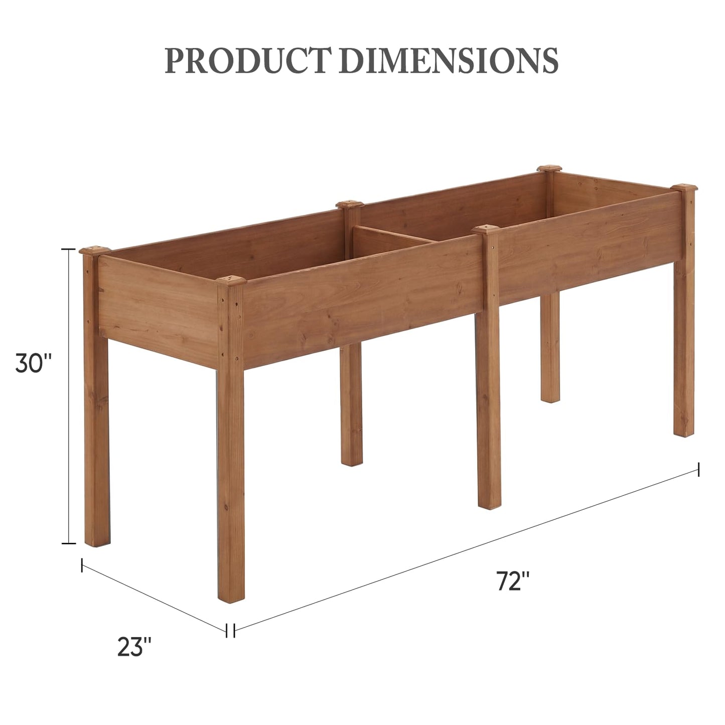 DUMOS Raised Garden Bed with Legs, 72x23x30 Inch Planter Box Outdoor with Liner for Herbs Flowers Vegetables, Elevated Wooden Garden Bed for Patio, Balcony and Backyard, Brown