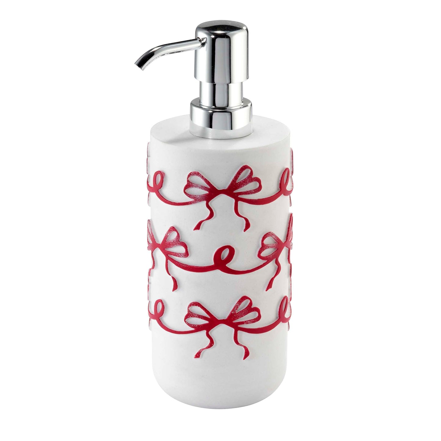 Avanti Linens - Bathroom Bundle, 2-Pack Cotton Velour Fingertip Towels & Resin Lotion Pump, Holiday Bathroom Essentials (Christmas Bows)