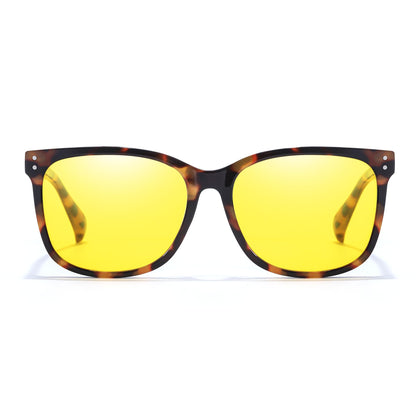 Myiaur Polarised Night Driving Glasses for Women Yellow Lens Night Vision Anti-Glare Headlight Glasses for Nighttime/Rainy/Foggy Stylish Square