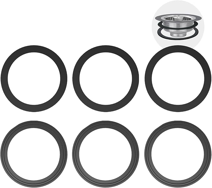 RQYEKDO 2PC Kitchen Sink Strainer Gasket Seal Rings, Fits Standard 3-1/2 inch