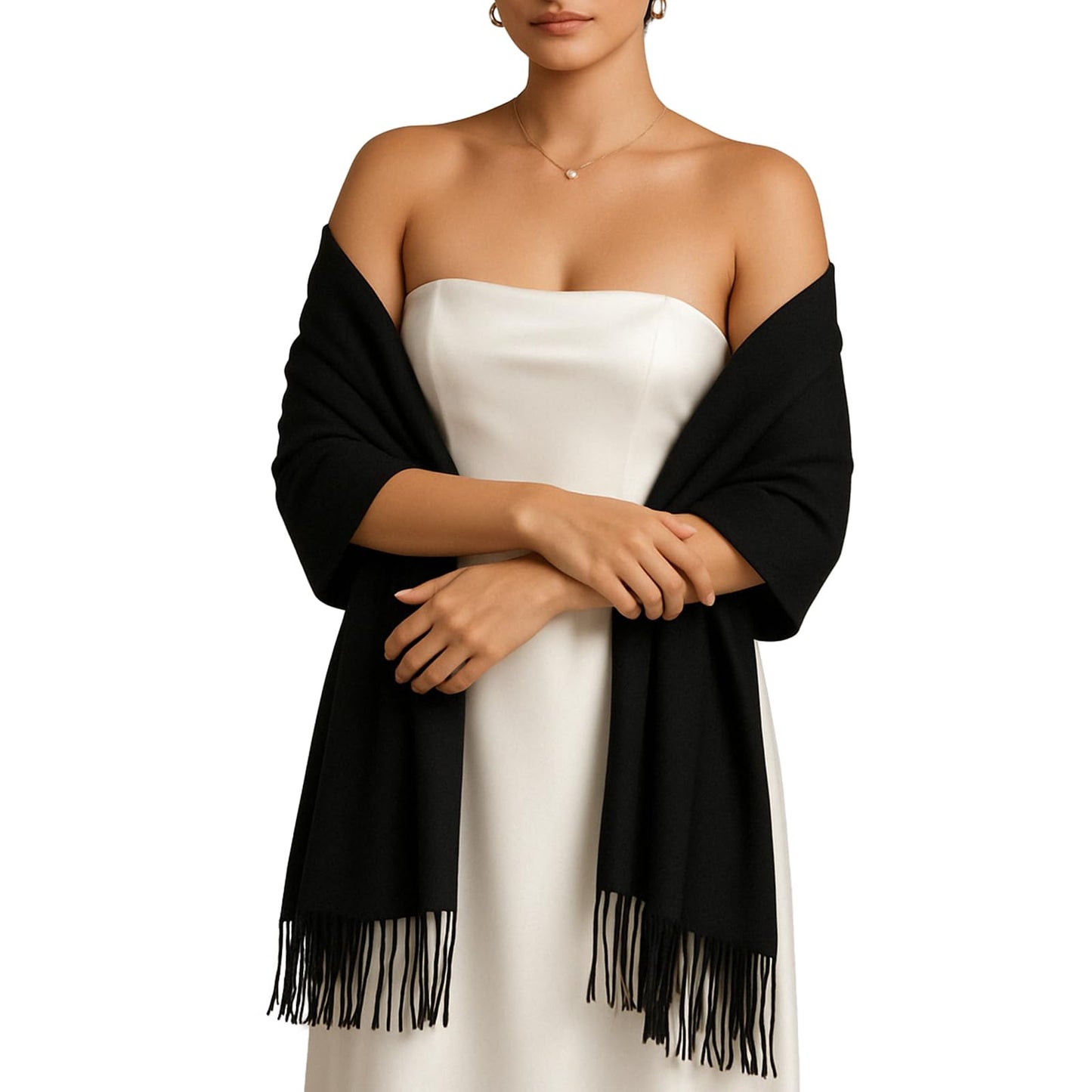 RIIQIICHY Black Pashmina Shawls and Wraps for Women Wedding Ladies Winter Scarf