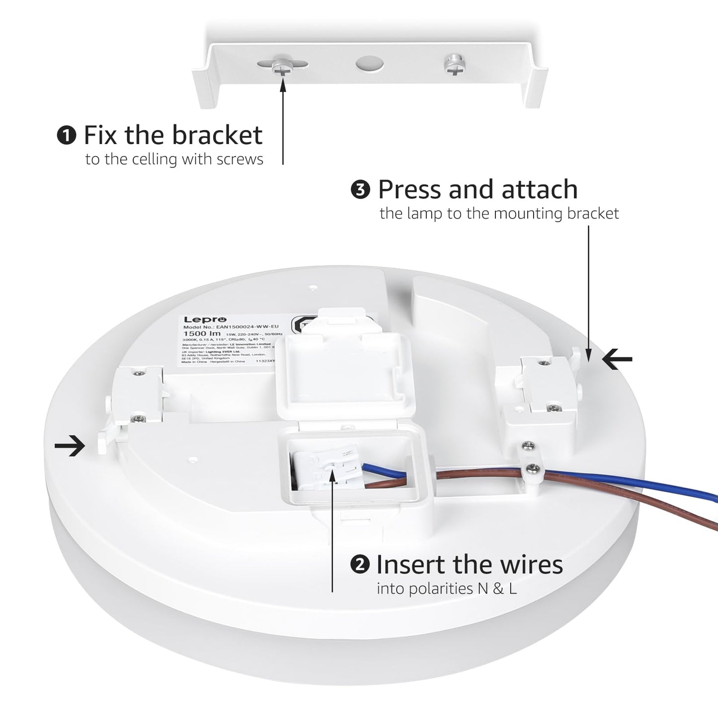 Lepro Bathroom Light, 15W 1500lm Ceiling Lights, 100W Equivalent, Waterproof IP54, Small, Dome, Modern, Flush Ceiling Light for Kitchen, Bulkhead, Toilet, Porch, Bedroom, Utility Room and More
