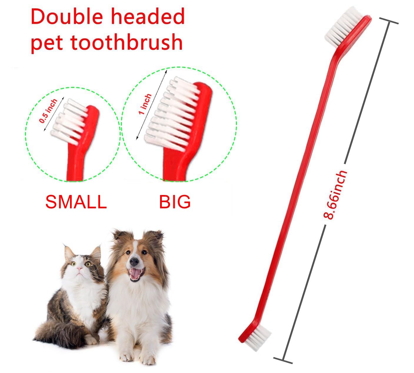 JUWANTU Dog Toothbrush Set of 8 – Dual Headed Dental Hygiene Brushes for Small to Large Dogs, Easy Teeth Cleaning & Dental Care,Dog Tooth Brushes for Small to Large Dogs, Cats, and Most Pets