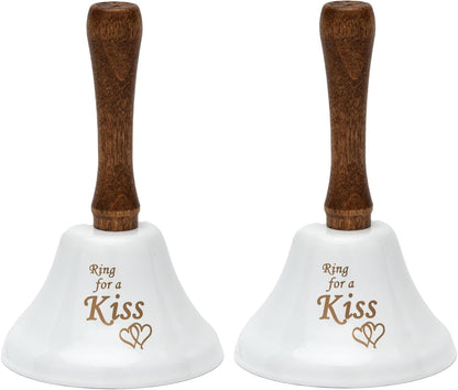 Bevin Bells Ring for a Kiss Wedding Bell | Loud Cowbell, Tea Bell or Ornamental Bells | Party Bell | Wedding Reception & Rehearsal Dinner Bells | Countertop Service Call Bell | Made in CT, USA