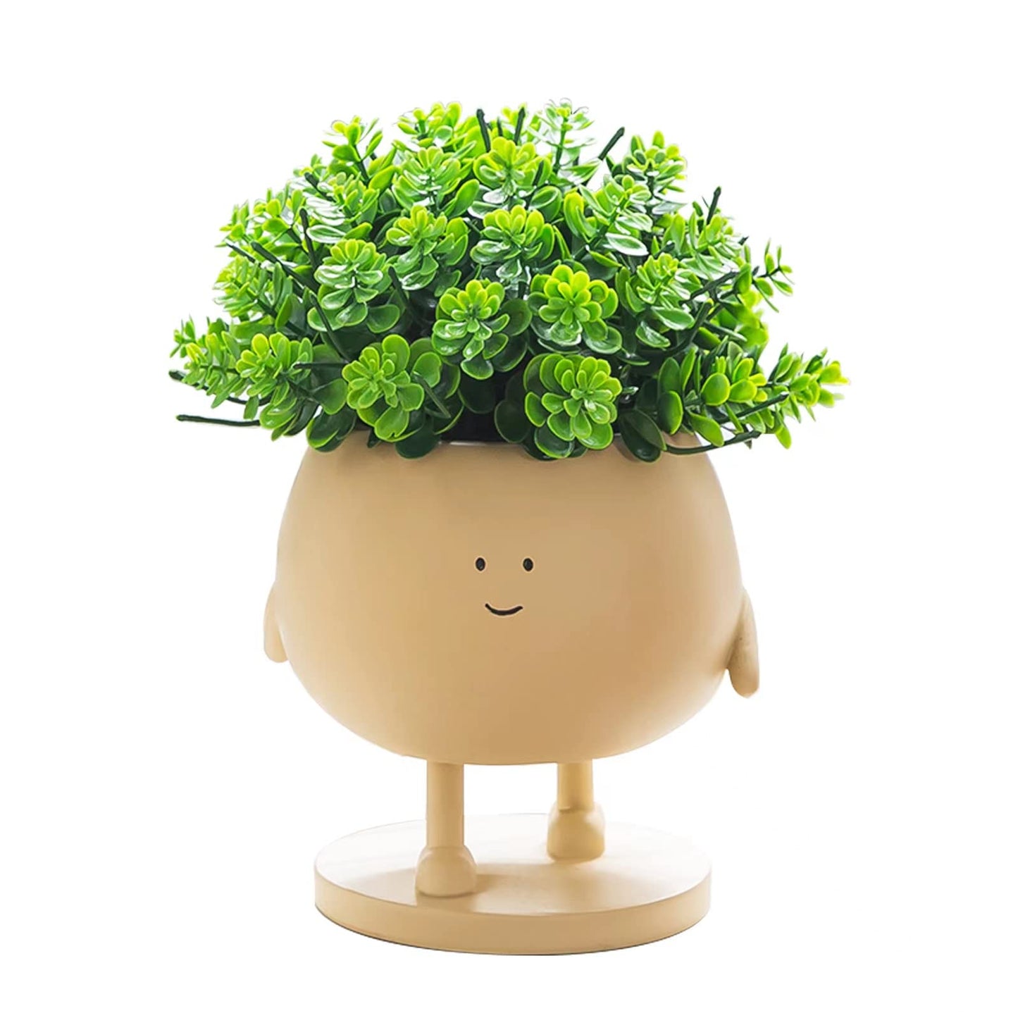 COTYNI Face Plant Pots, Succulent Pots, 4.9 Inch Head Planters for Indoor, Cute Resin Flower Pot with Drainage Hole, Unique Cactus Planter, Small Planter Pots for Mini Plant (1 Pack)