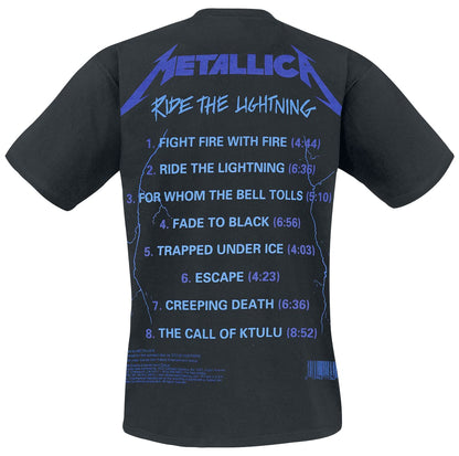 Metallica Men's Ride The Lightning Tracks BL_TS: M T-Shirt, Black (Black Black), Medium (Size:Medium)