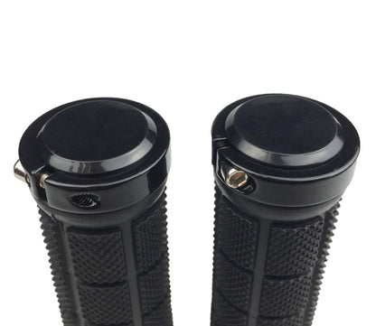 PLATT Bike Handlebar Grips Rubber Comfortable Bicycle Handle Grip for MTB/BMX with Plastic End Caps (Black A)