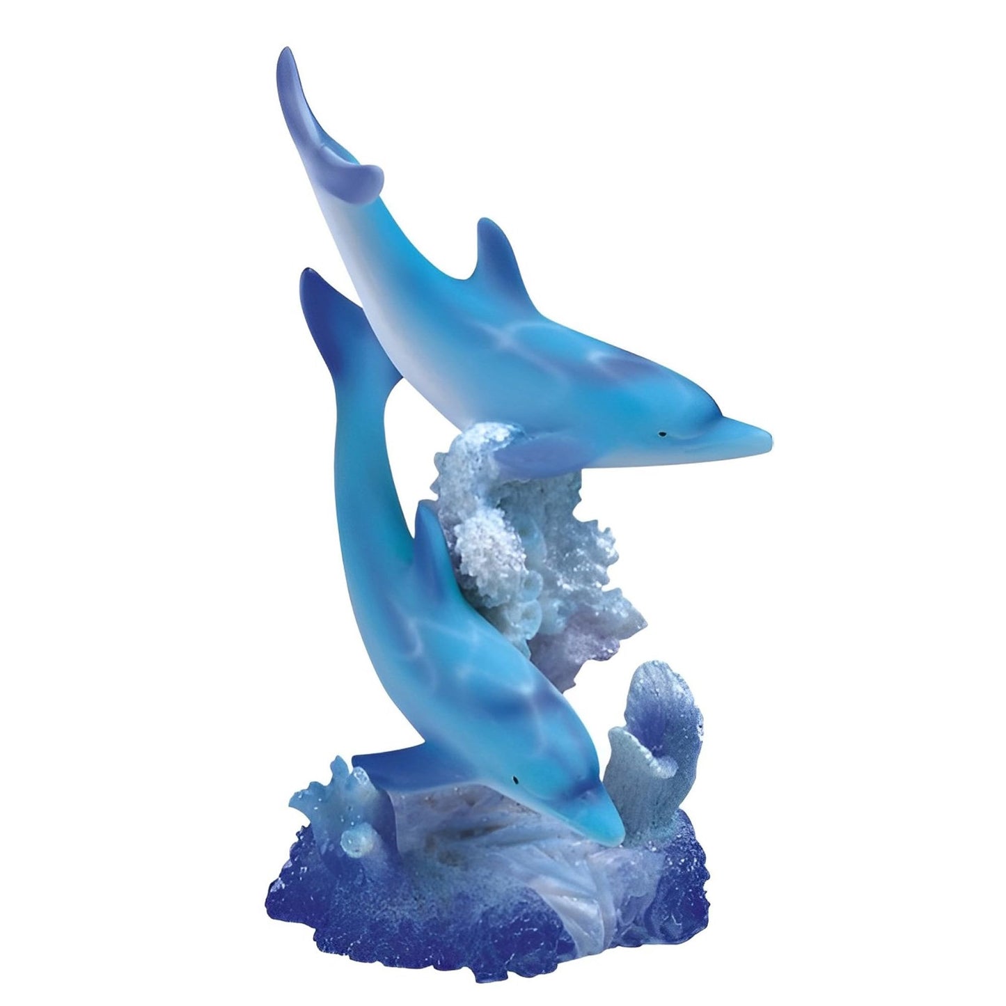 ICE Armor 5.5" H Blue Dolphins Swimming Around Coral Statue Marine Life Decoration Figurine Office Desk/Home/Living Room/Table Decor, Perfect House Warming Gifts for new Home