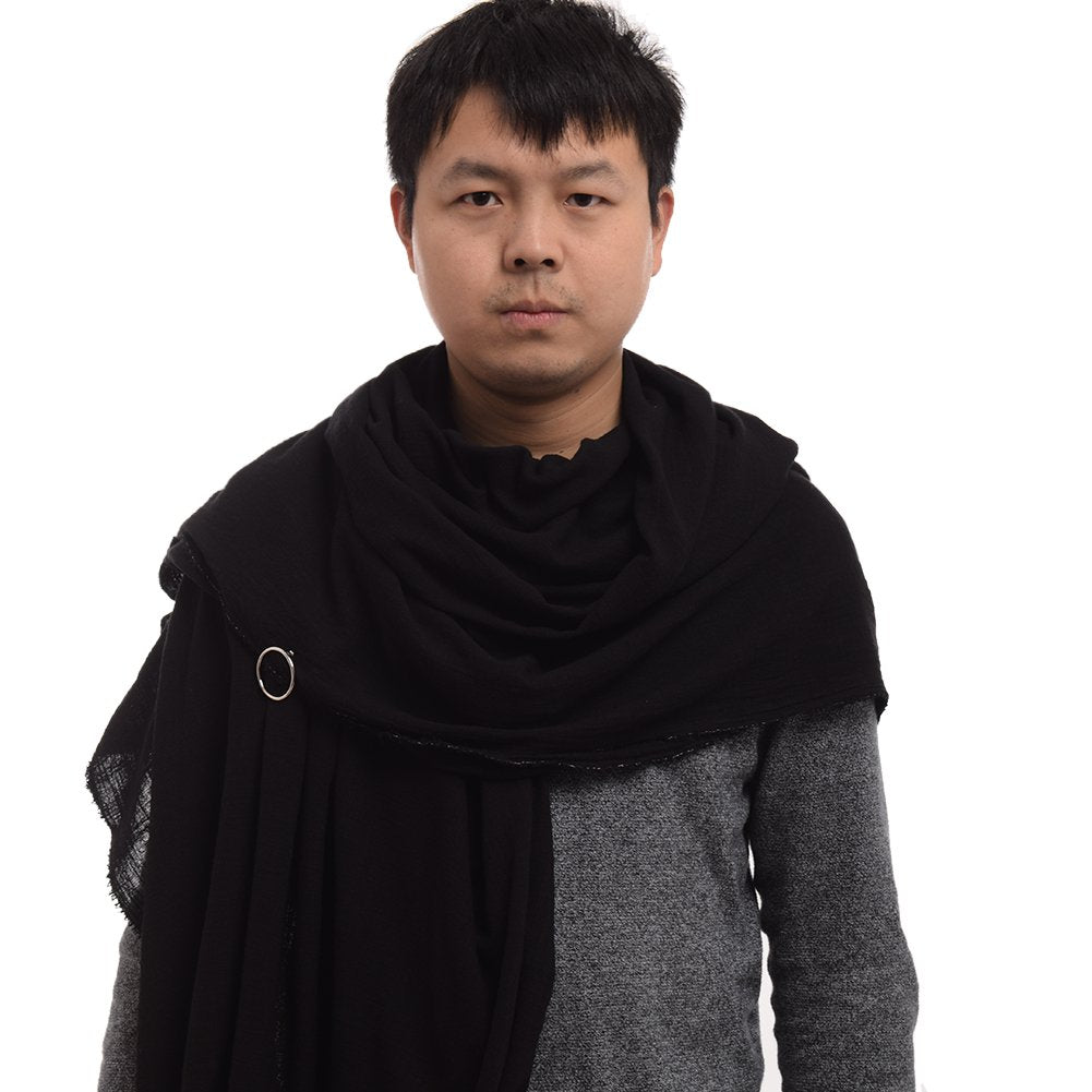 GRACEART Post Apocalyptic Shawl Shaman Cowl With Brooch Pin (Black)(Size: One size)