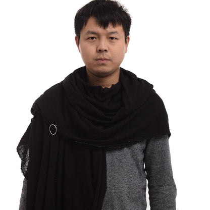 GRACEART Post Apocalyptic Shawl Shaman Cowl With Brooch Pin (Black)(Size: One size)