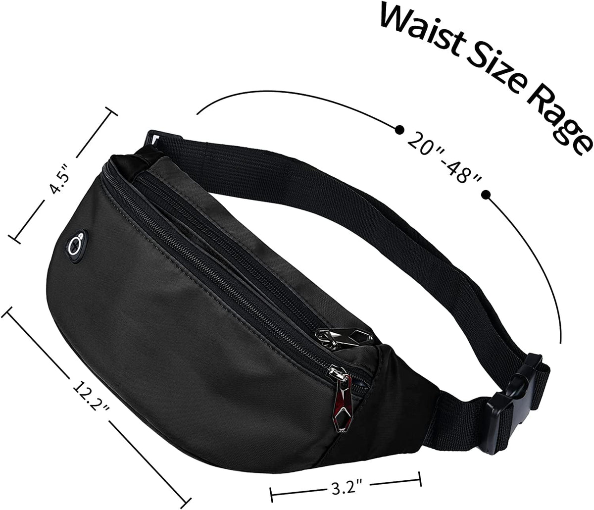 Fanny Packs for Men and Women, Waterproof Sports Waist Pack Bag for Travel Hiking Running Hands-free Wallets, Easy Carry Any Phone