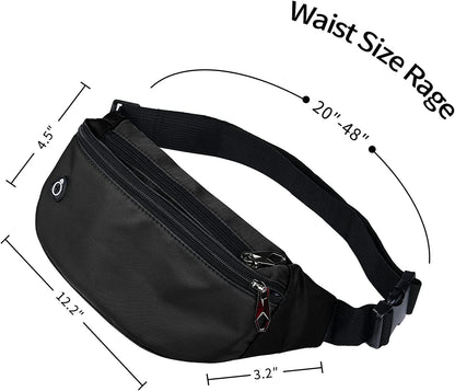 Fanny Packs for Men and Women, Waterproof Sports Waist Pack Bag for Travel Hiking Running Hands-free Wallets, Easy Carry Any Phone