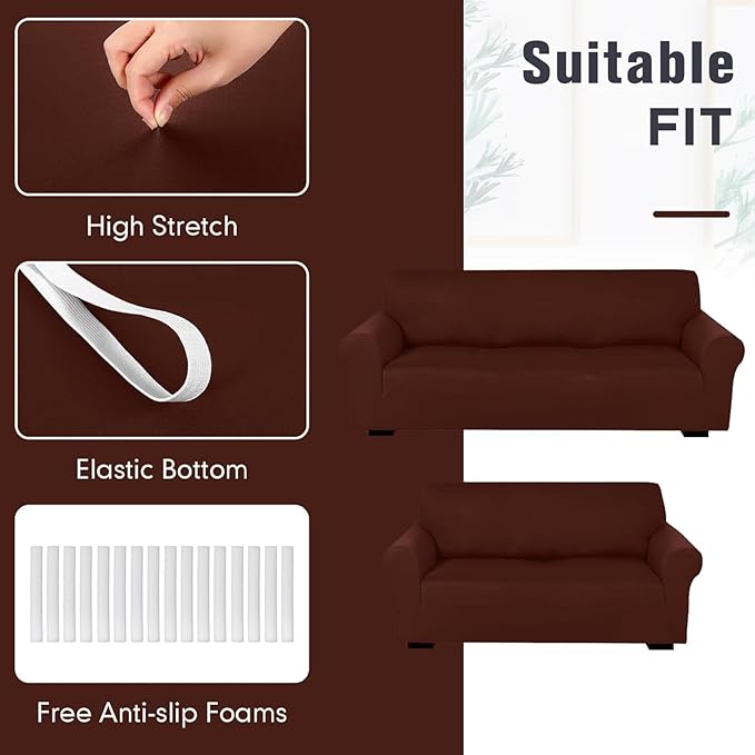 Peryiter 2 Pcs Sofa Covers Couch and Loveseat Covers Set Stretch Sofa Slipcover