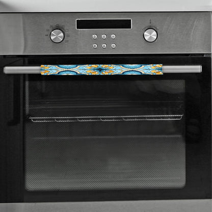 DXTKWL Blue Yellow Quatrefoil Pattern Refrigerator Door Handle Covers Set of 2 Kitchen Appliance Handle Covers Protector for Fridge Microwave Stove Oven Dishwasher