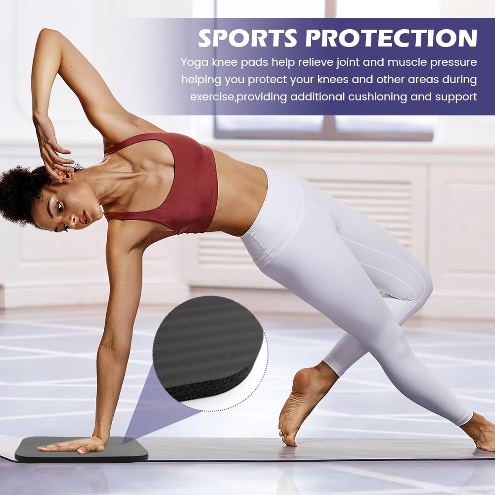 Yoga Knee Pad,High Density Foam NBR Material Yoga Knee Cushion,Clear Up Pain During Exercise,Exercise Pads for Knees Elbows Wrist,Ideal for Pilates and Planks (Black,11.4x7.5x0.59inch)