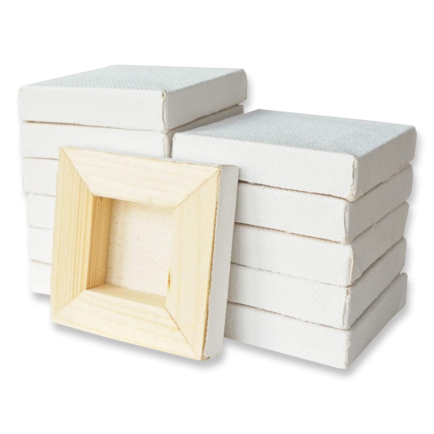 LWR CRAFTS Mini Stretched Canvas 2" X 2" 5cm x 5cm Pack of 12