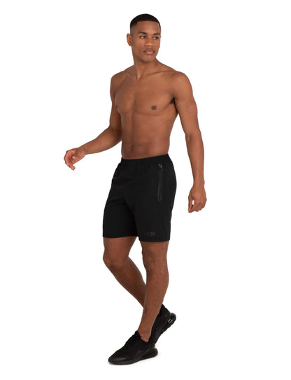 TCA Elite Tech Mens Running Shorts with Zip Pockets, Gym Shorts Men Training Sports Short with Phone Pocket Black - Black Stealth, M