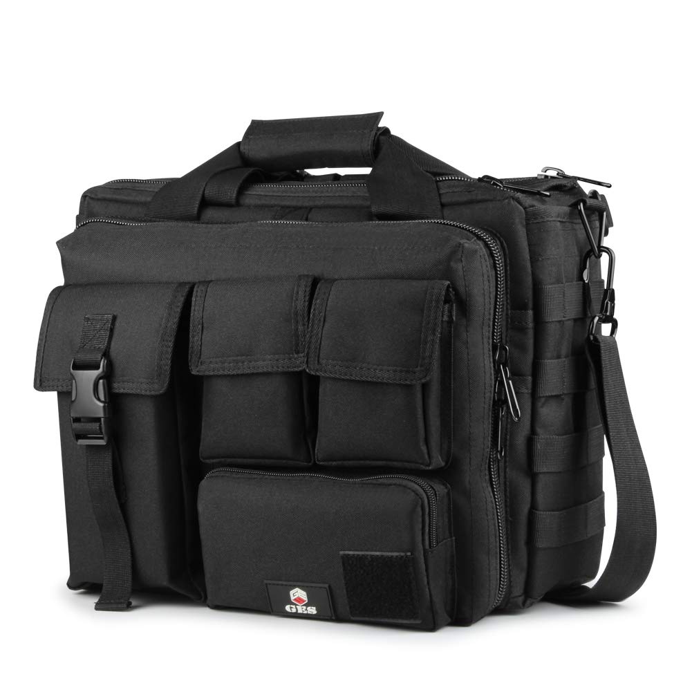 GES 15.6 inch Laptop Bag, Multi-funtion Men's Outdoor Tactical Nylon Shoulder Laptop Messenger Bag,Briefcase Handbags for Camera/Tablet/Notebook (Black)