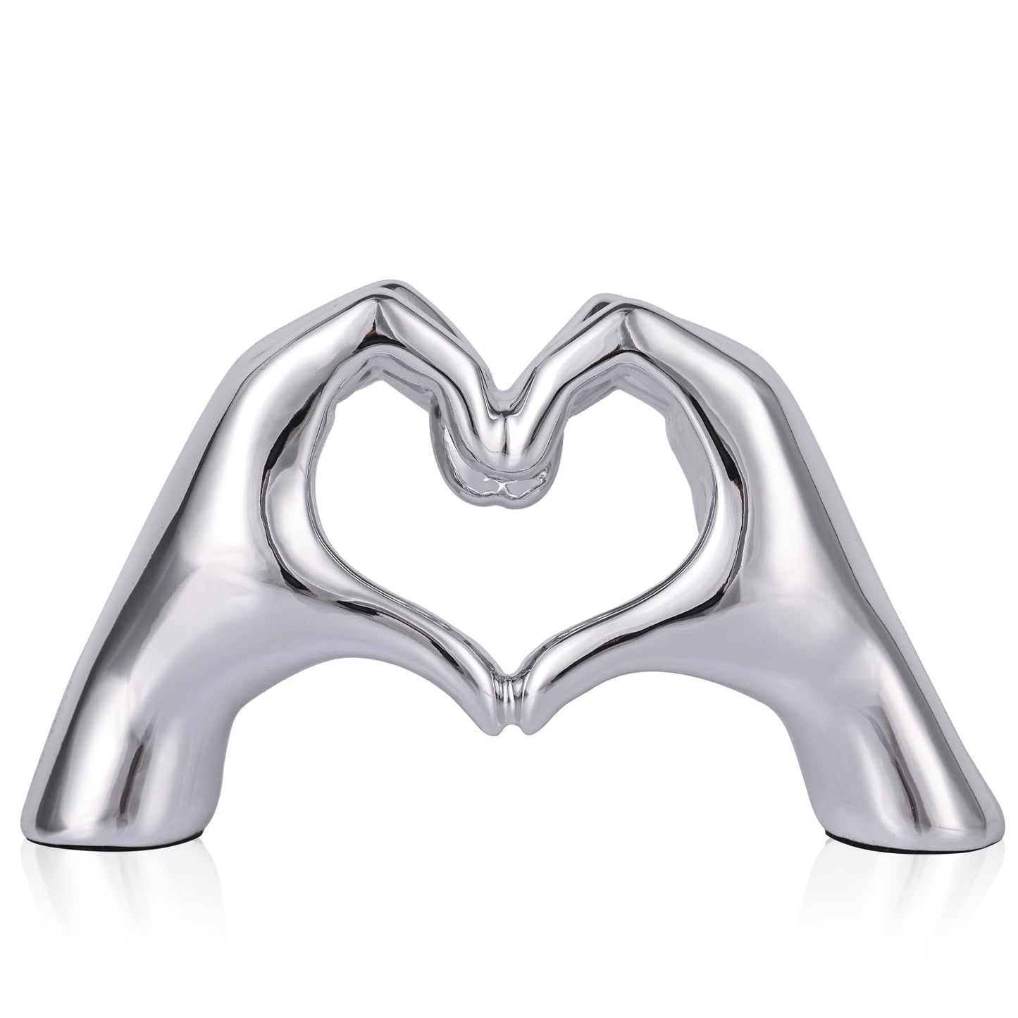 DOVDOV Silver Heart Hand Decorative Sculpture, Room Home Decor Aesthetics for Office, Living Room, Coffee Table, Dining Table, Center Entrance, entryway, TV Stand, Tabletop Decorations.
