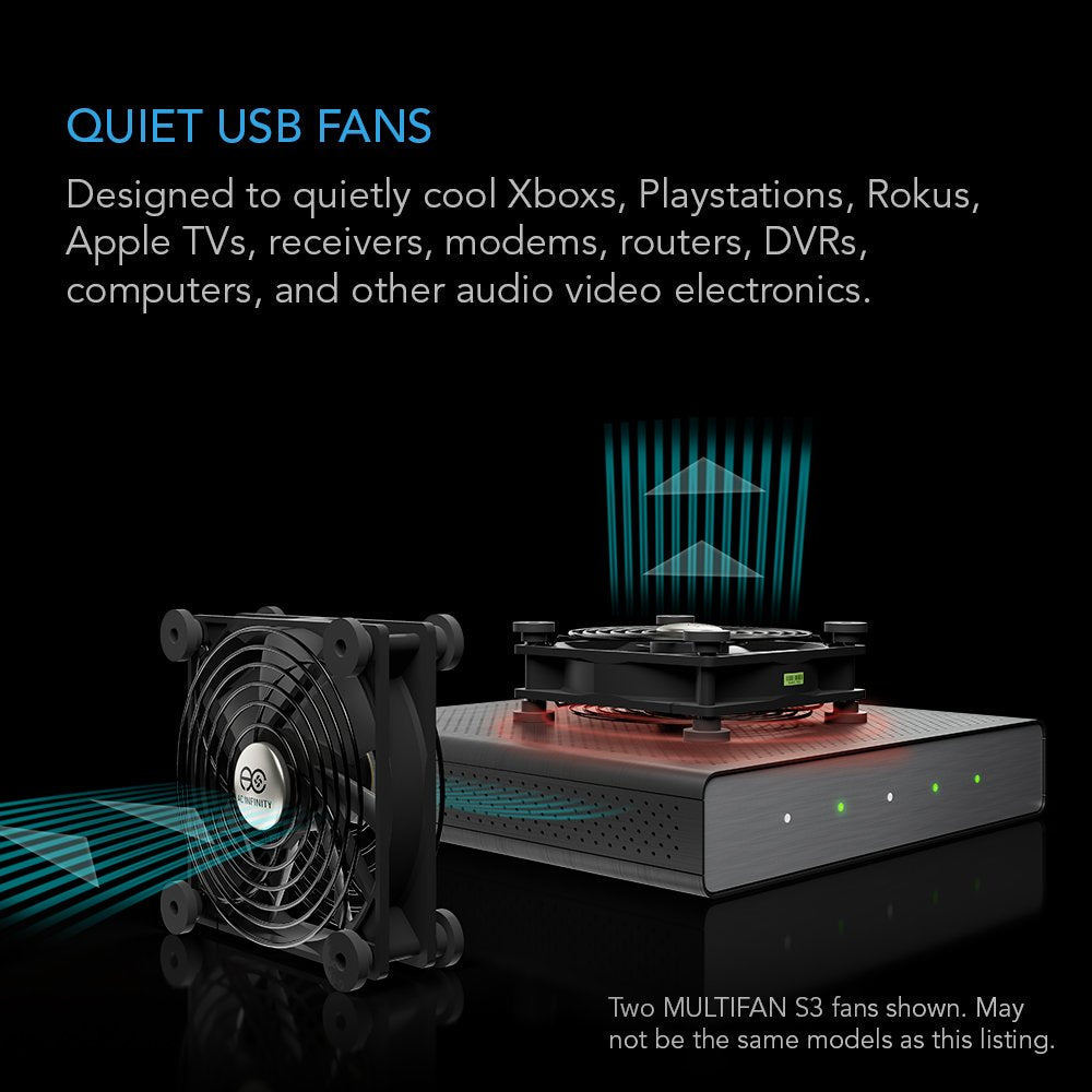 AC Infinity MULTIFAN S1, Quiet 80mm USB Fan, UL-Certified for Receiver DVR Playstation Xbox Computer Cabinet Cooling